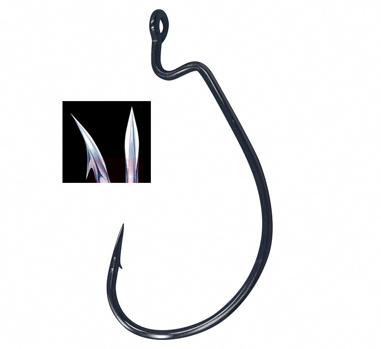 Wide Gap Offset Worm Hooks, Barbed, Sizes 1/0–5/0 – product photo
