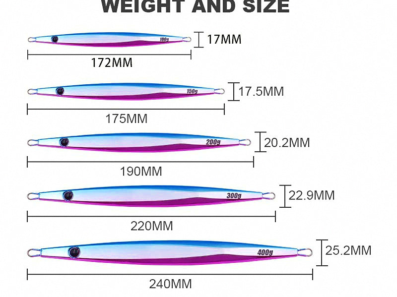 Saltwater Metal Jig with Double Hooks, 100–500 g (3.5–17.6 oz) – product photo