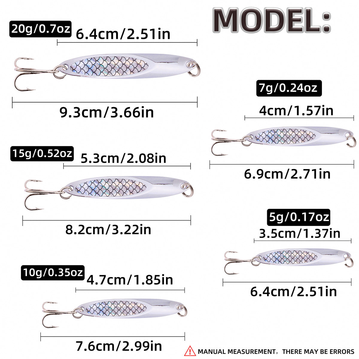 Metal Casting Spoon Lure, 5–20 g (0.18–0.71 oz) – product photo