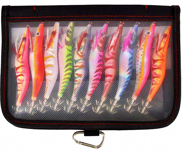 Wooden Shrimp Squid Jig Set, Size 3.0 or 3.5, 10 Pack – product photo