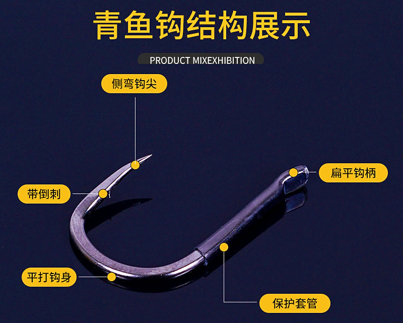 Barbed Ise-Style Fishing Hooks, 10-Pack, Sizes 10/12/14 – product photo