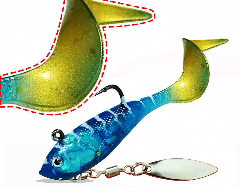 Curly Tail Soft Bait Jig Head with Spoon, 5.5 cm 8 g (0.28 oz) – product photo