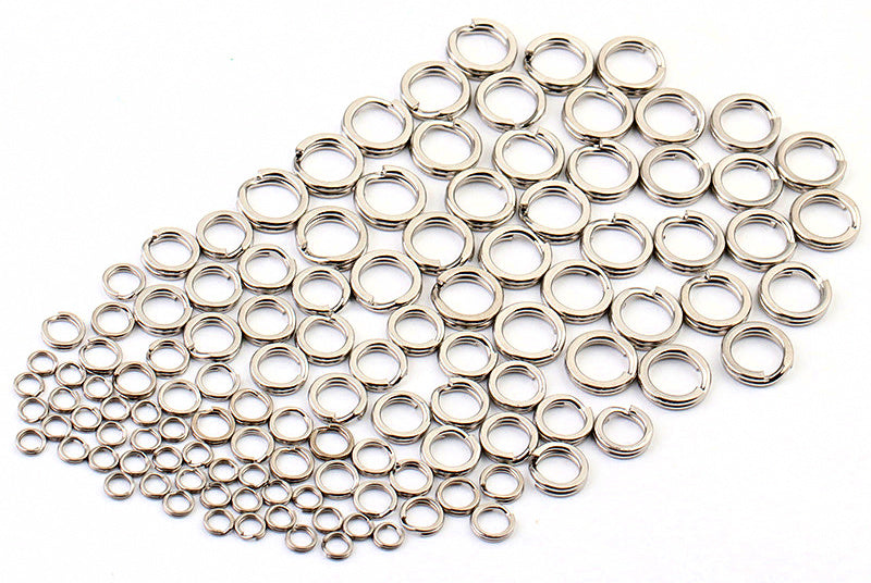 Flattened Double Split Rings, Stainless Steel, Sizes 00–8 – product photo