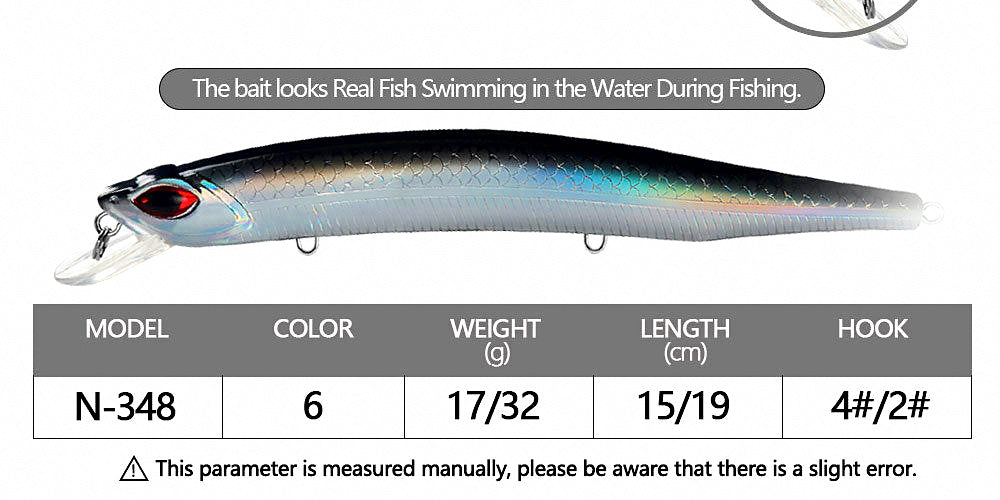Floating Minnow Lure with Rattle, 17 g & 32 g (0.6 & 1.1 oz) – product photo