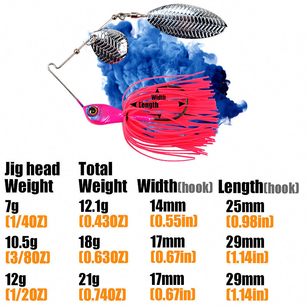 Spinnerbait Lure with Blades, 3/8 oz & 1/2 oz (10.6 g / 14.2 g) – product photo
