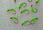 Red-Head Nymph Fly Fishing Flies, Barbed Hook, Size 10–20 – product photo