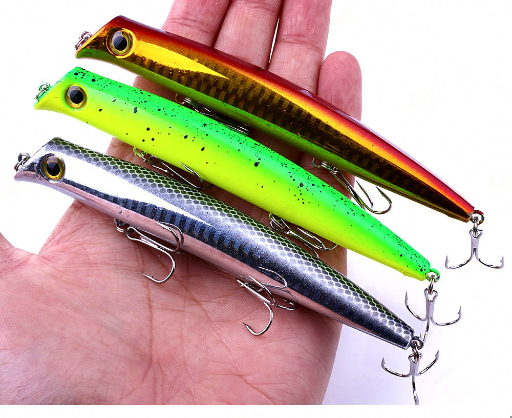 Topwater Popper Lure, 12 cm (4.7 in) 17 g (0.6 oz), #6 Hook – product photo