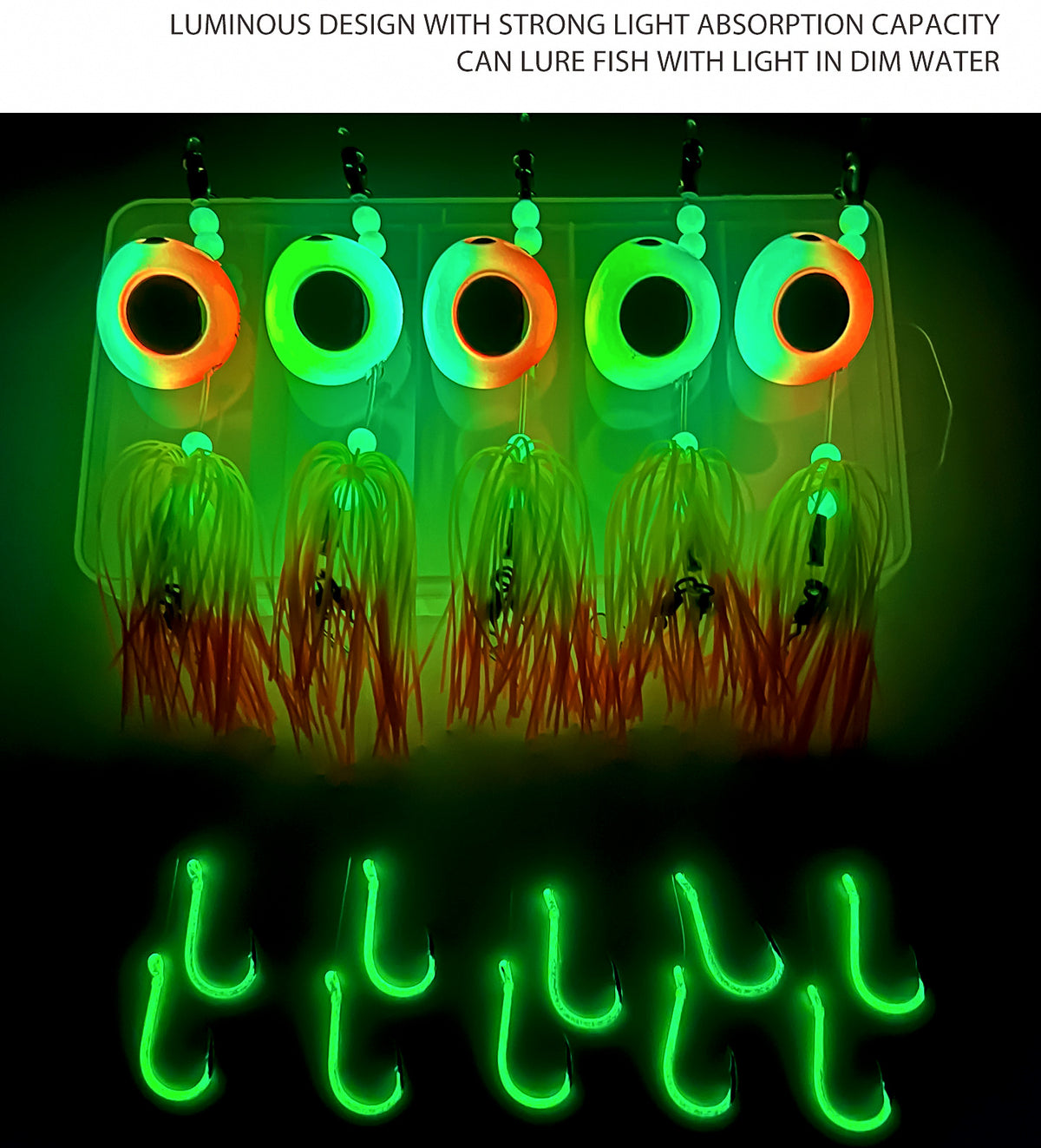 Glow Jig Head Rig, Streamer & Double Hooks, 60–500 g (2–18 oz) – product photo