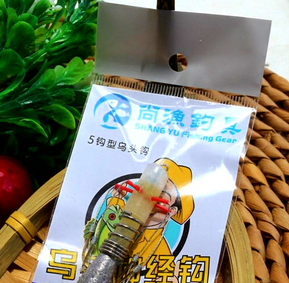 Gold Hook Rig, 5 or 6 Hooks, Boat Bottom Fishing Rig – product photo