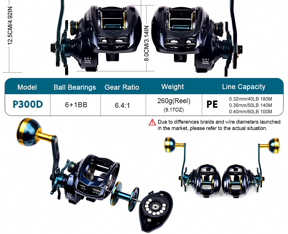 Deep Spool Spinning Reel, 6.4:1, Aluminum Frame, 6+1 Bearings – product photo
