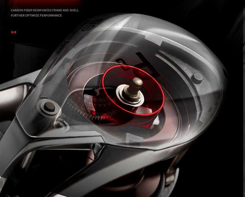 Low-Profile Baitcasting Reel, Carbon Frame, 8 Bearings – product photo