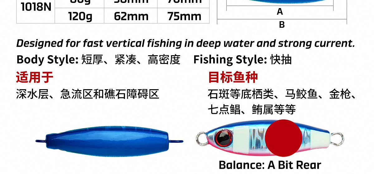 Slow Pitch Metal Jig, 80–120 g (2.8–4.2 oz) – product photo