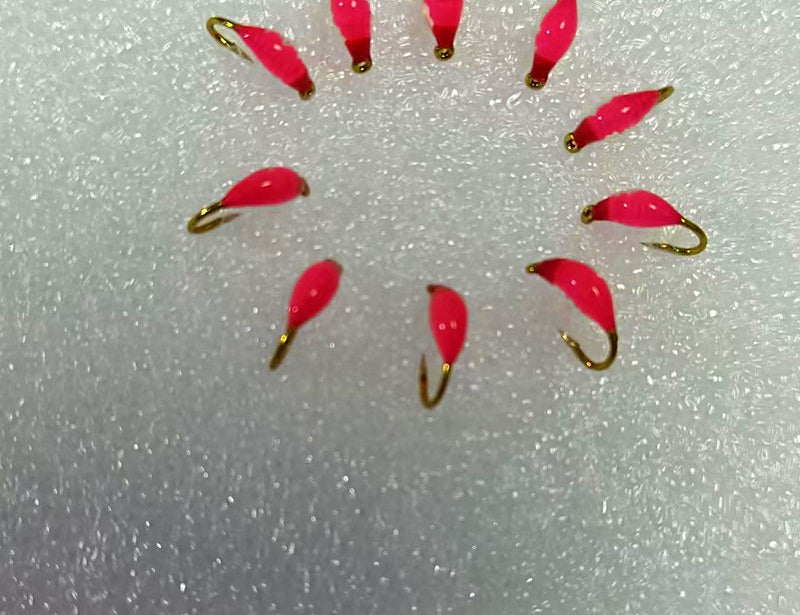 Red Head Peach Pink Nymph Flies, Barbed, Size 8–20 (5/10 Pack) – product photo
