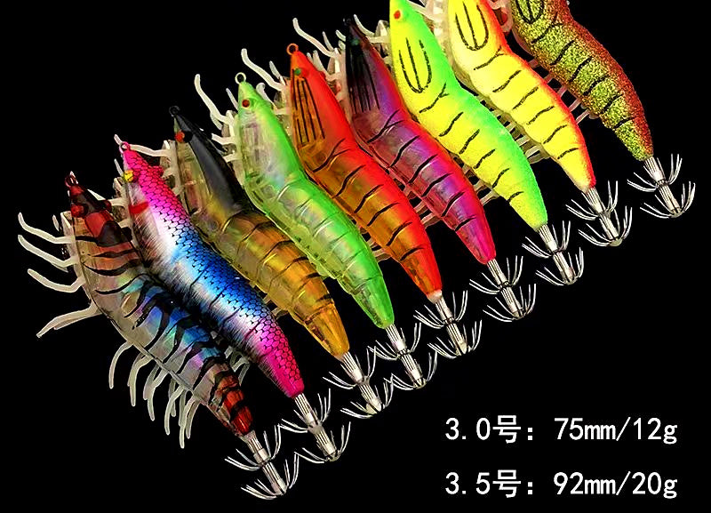 Glow Squid Jig, Shrimp Style, Size 3.0 / 3.5 – product photo