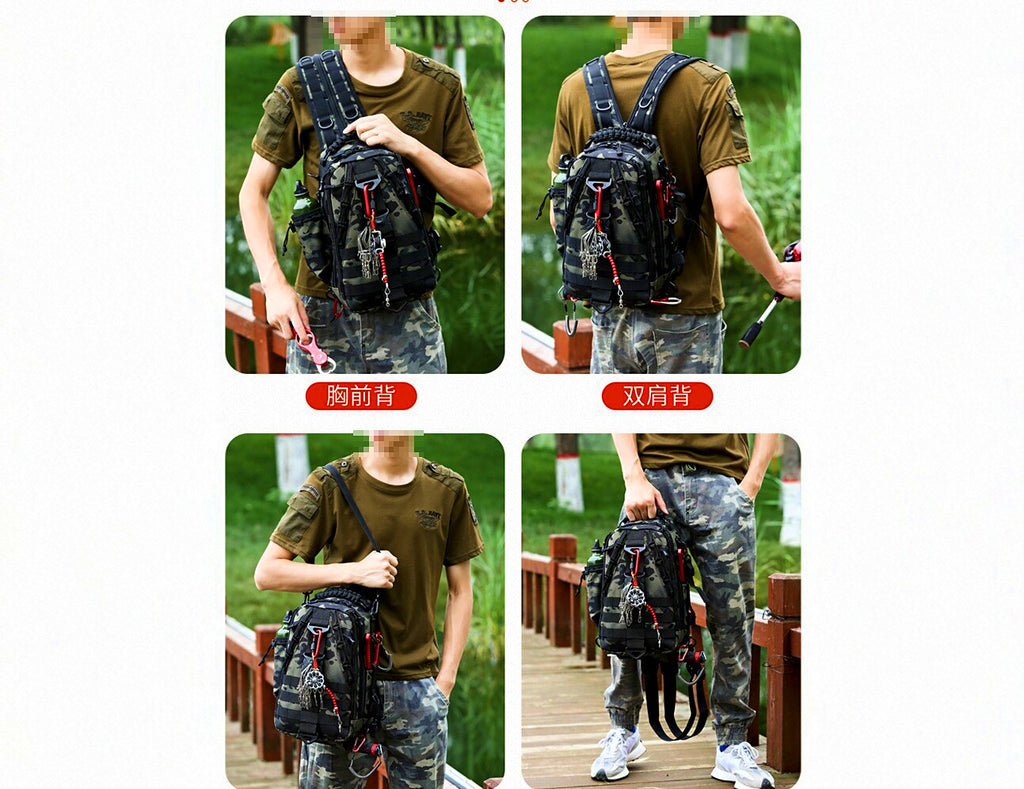 Tactical Fishing Backpack / Crossbody Bag, 3-Layer – product photo