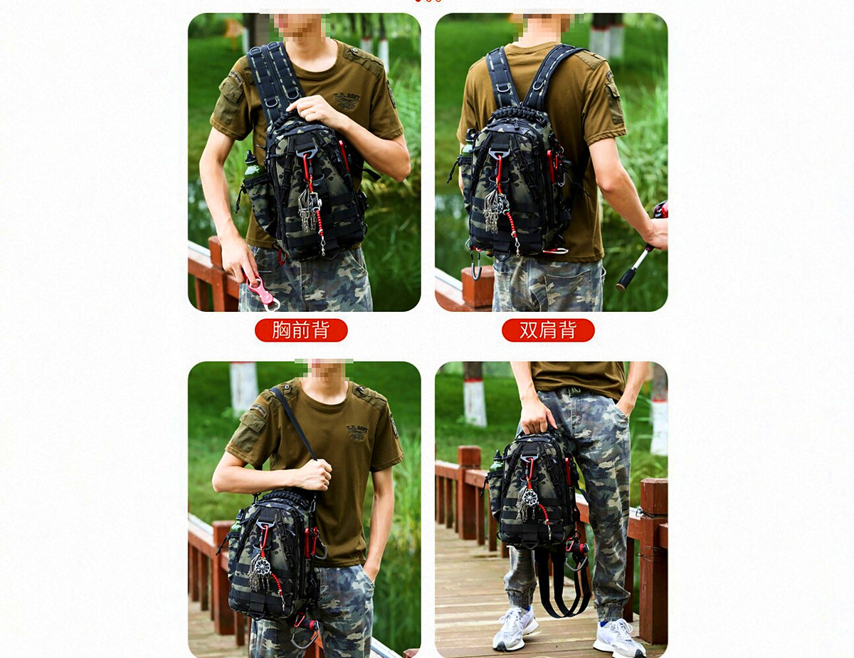 Tactical Fishing Backpack / Crossbody Bag, 3-Layer – product photo
