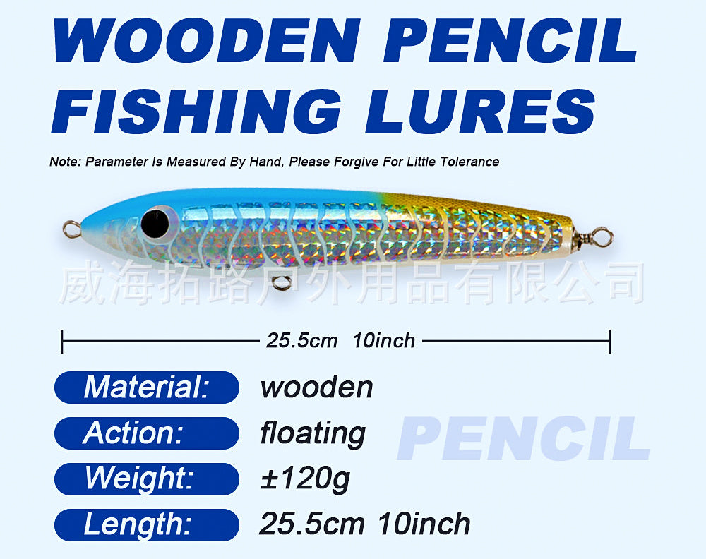 Wooden Pencil Popper Lure, 120 g (4.2 oz), 25.5 cm – product photo