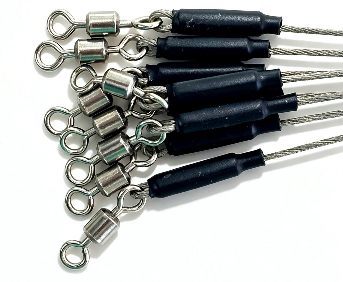 49-Strand 7x7 Wire Leader with Snap & Swivel, 20-80 cm – product photo
