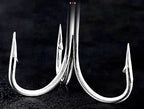 Treble Hooks, Barbed, Sizes 12 to 4/0, Silver, Black, Red – product photo