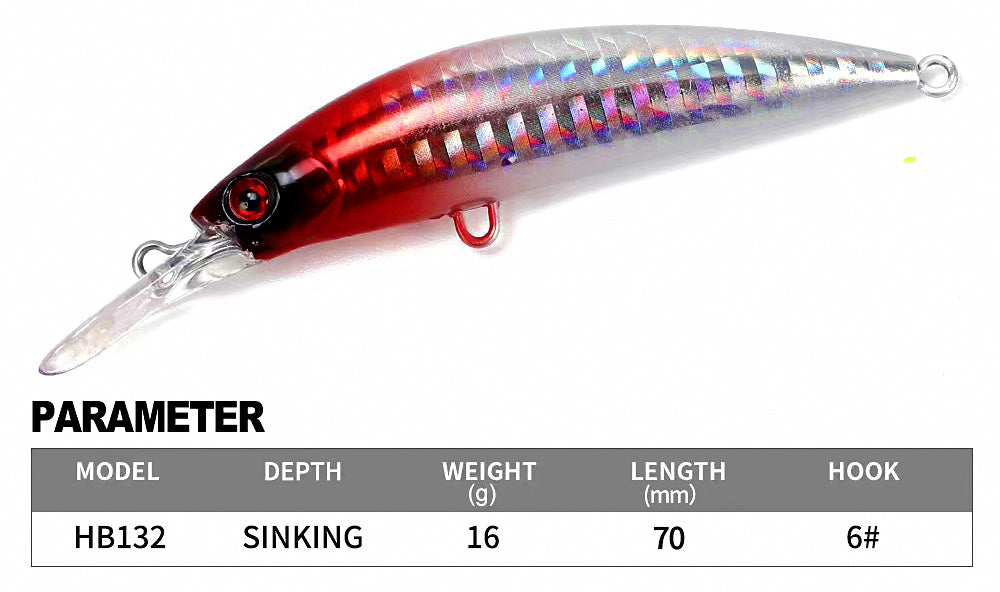 Glow Sinking Minnow Lure, 7 cm (2.8 in), 16 g (0.56 oz) – product photo