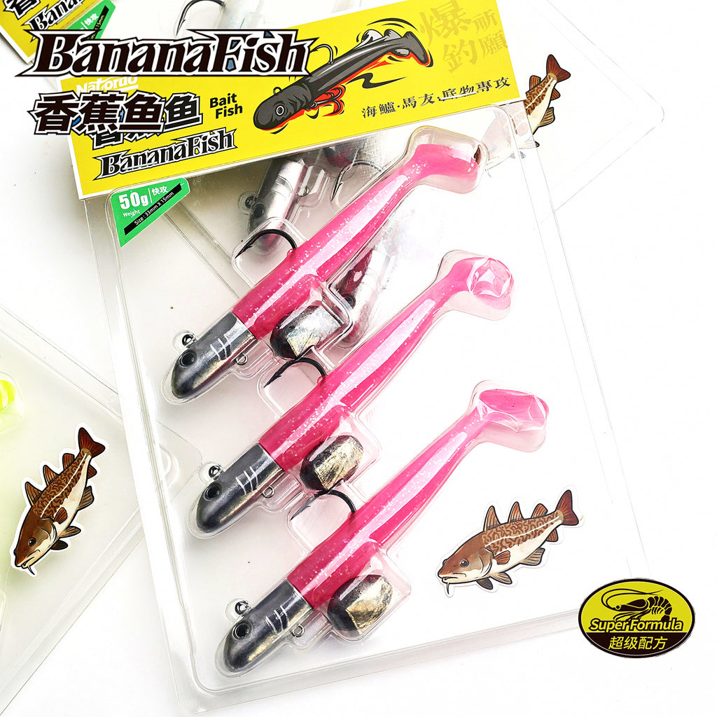T-Tail Soft Bait Jig Head Set, 50 g (1.8 oz) + 30 g (1.1 oz) – product photo