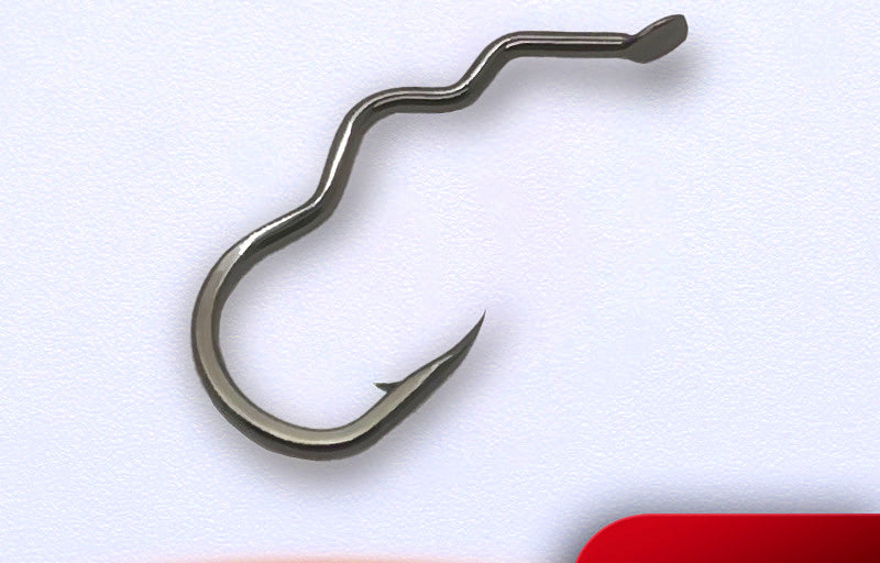 Barbed Multi-Bend Flip Hooks, Sizes #1–#14, Black/Gold/Red – product photo