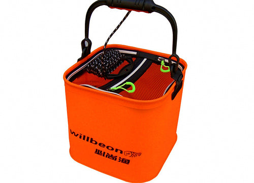 Collapsible Square Fishing Bucket with Rope, 3 Sizes – product photo
