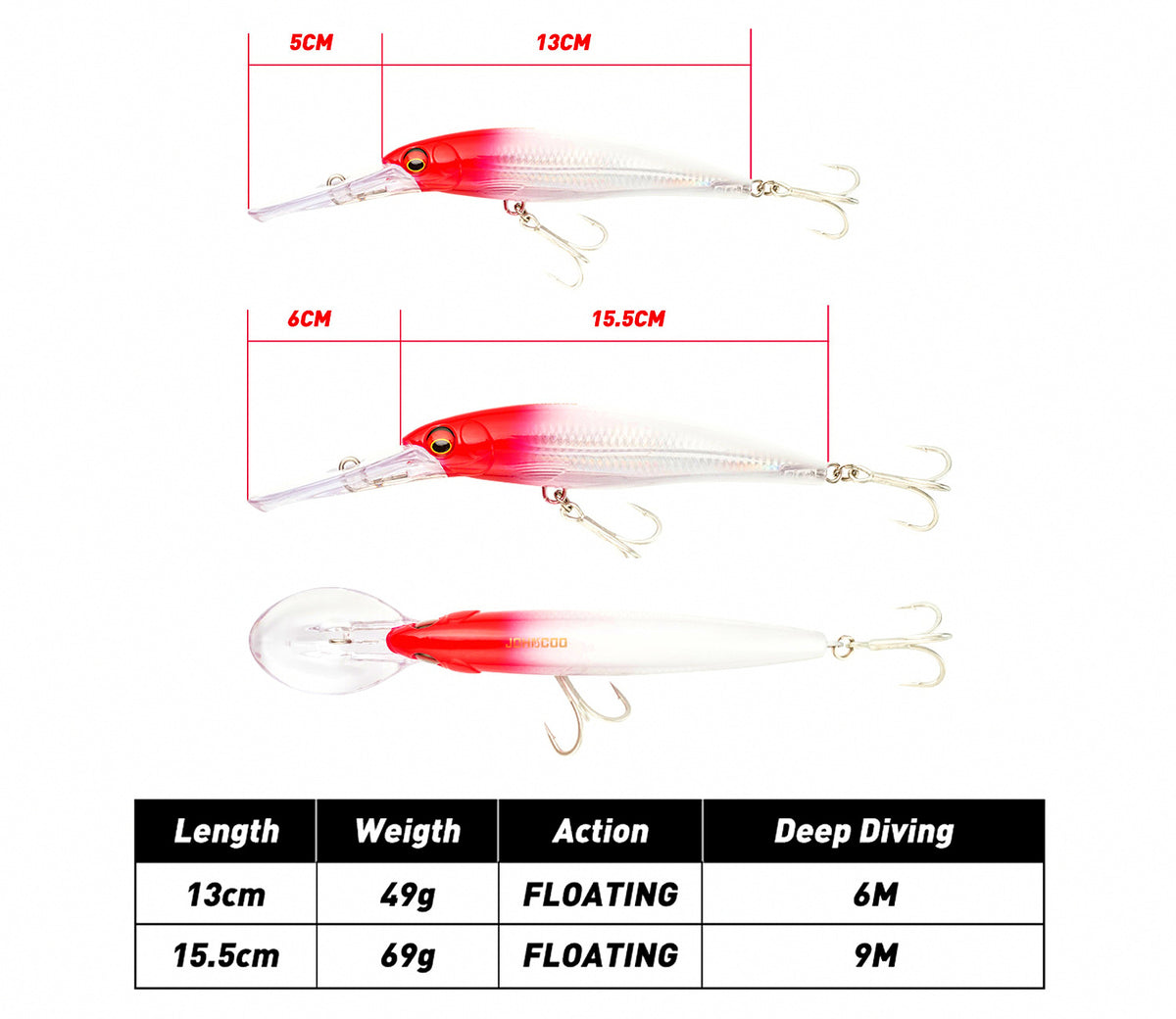 Floating Minnow Trolling Lure, 13 cm & 15.5 cm (49 g / 69 g) – product photo