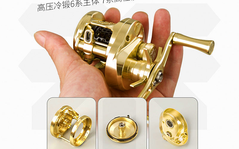 Micro Baitcasting Reel, 6.2:1 Gear Ratio, CNC Metal, 13 Bearings – product photo