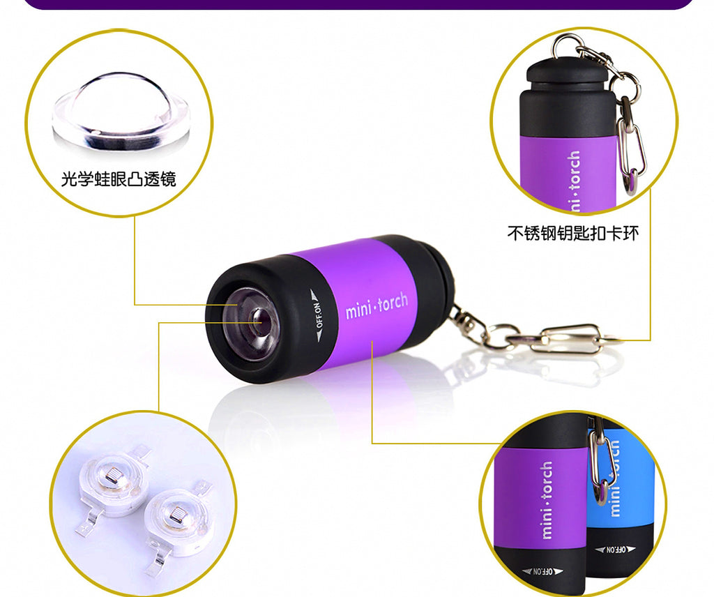 Mini Rechargeable UV Flashlight, Waterproof Keychain Light – product photo