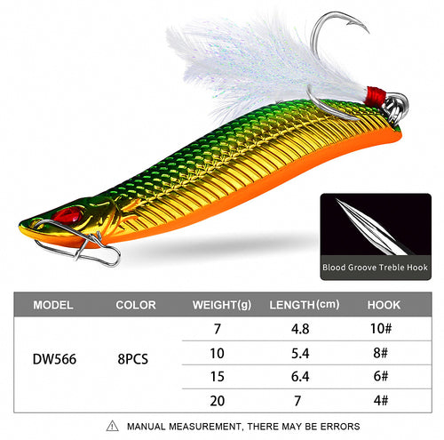 Casting Spoon Jig with Feather Treble Hook, 7–20 g (0.25–0.7 oz) – product photo
