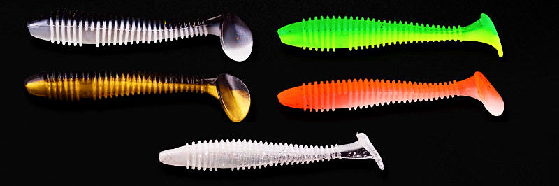 T-Tail Ribbed Soft Plastic Worm, Two-Tone, 10 Pack – product photo