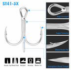 Saltwater Treble Hooks, Barbed, 20-Pack, Sizes 14 to 3/0 – product photo
