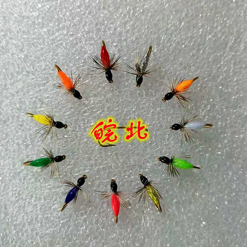 Black Head Micro Worm Fly Hooks, Barbed, Size 8–18 – product photo