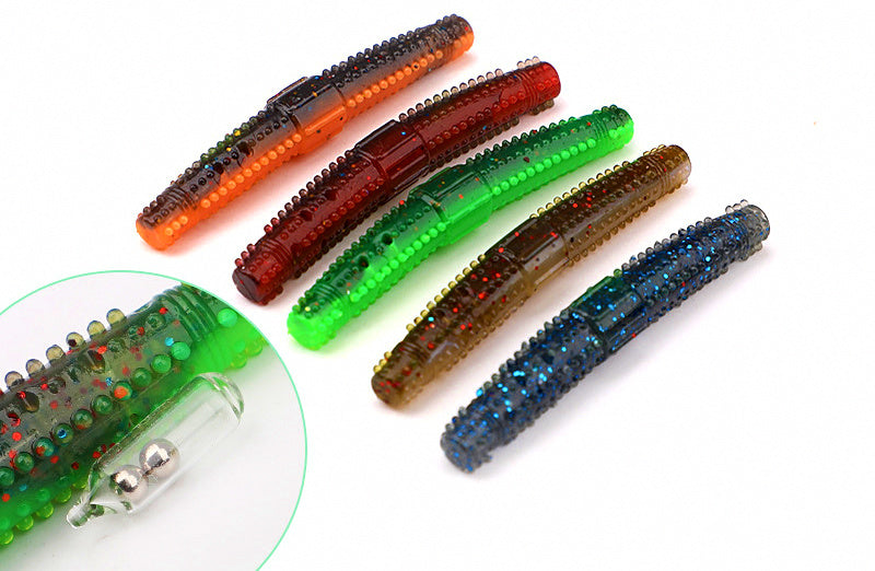 Ned Rig Mealworm Soft Plastic Bait, Optional Rattle – product photo