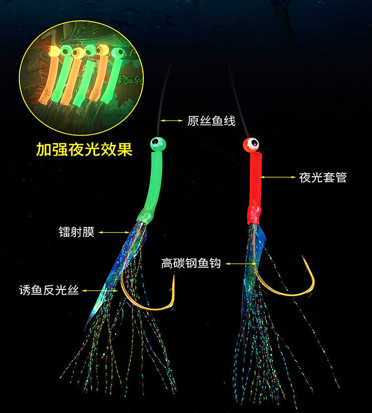 Mackerel Hook Rig with Anti-Bite Line, Luminous Eyes, 6-Piece – product photo