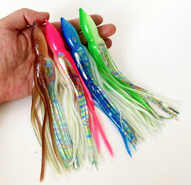 Glow Squid Skirt Lures, 15 cm / 18 cm (6 / 7 in), 5-Pack – product photo