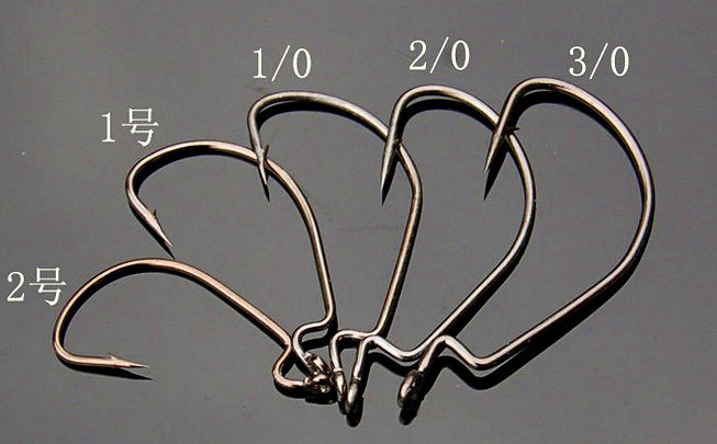 Wide Gap Offset Hooks, Barbed High Carbon Steel, Sizes 8–7/0 – product photo