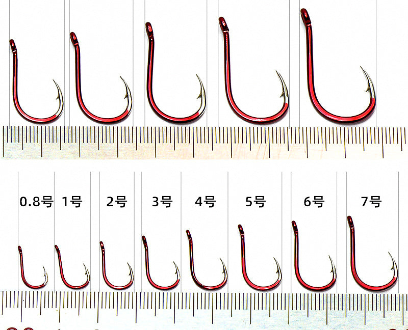 Red Senmata Ring Eye Barbed Hooks, Saltwater, Bulk Pack – product photo