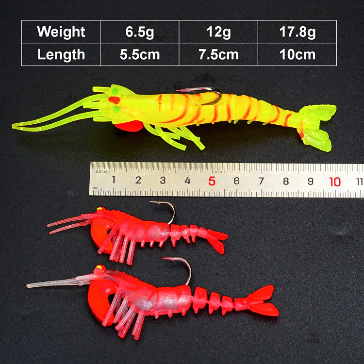 Jointed Shrimp Soft Lure with Jig Head Hook, 5–10 cm – product photo