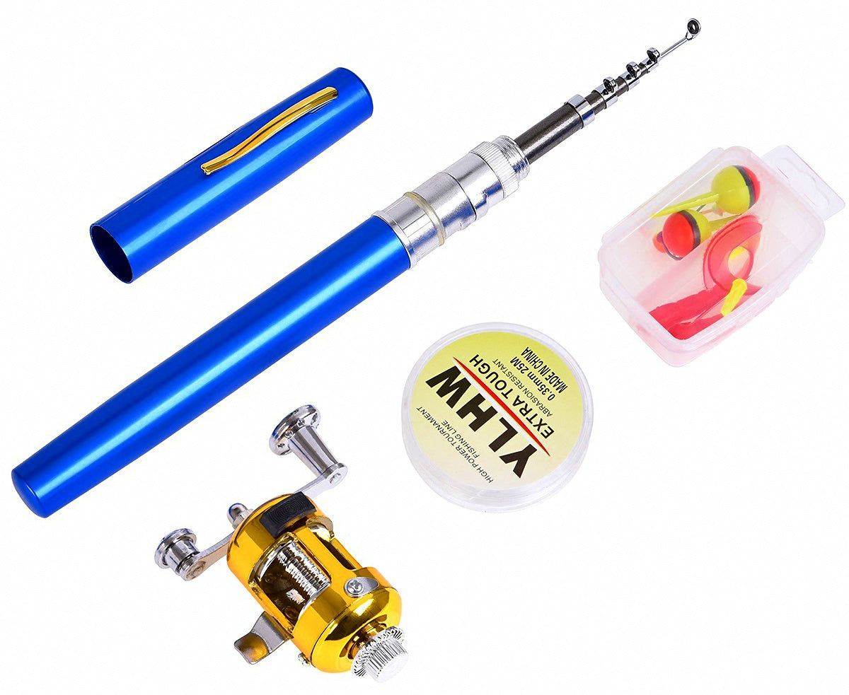 Telescopic Pen Rod & Reel Combo, Fiberglass, 5-Section – product photo