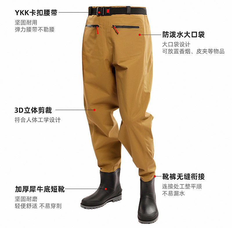 Waist-High Waders with Boots, Waterproof Nylon or PVC – product photo