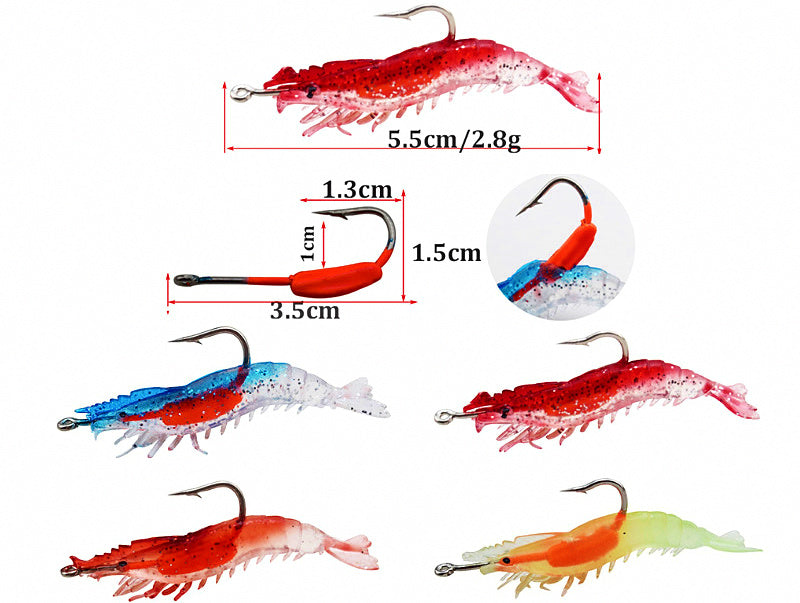 Weighted Soft Shrimp Lure with Hook, 6 cm (2.4 in), 3 g – product photo