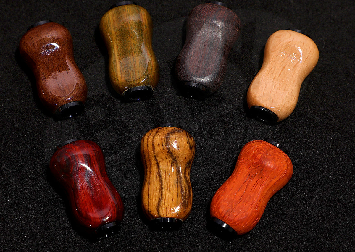 Wood Reel Handle Upgrade, Flat or Round, Bearing Included – product photo