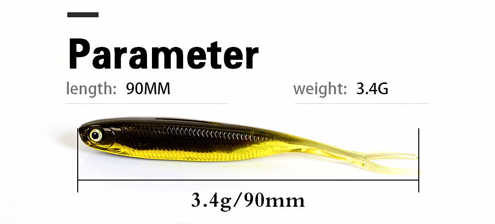 Forked Tail Soft Plastic Lures, 90 mm (3.5 in), 8-Pack – product photo