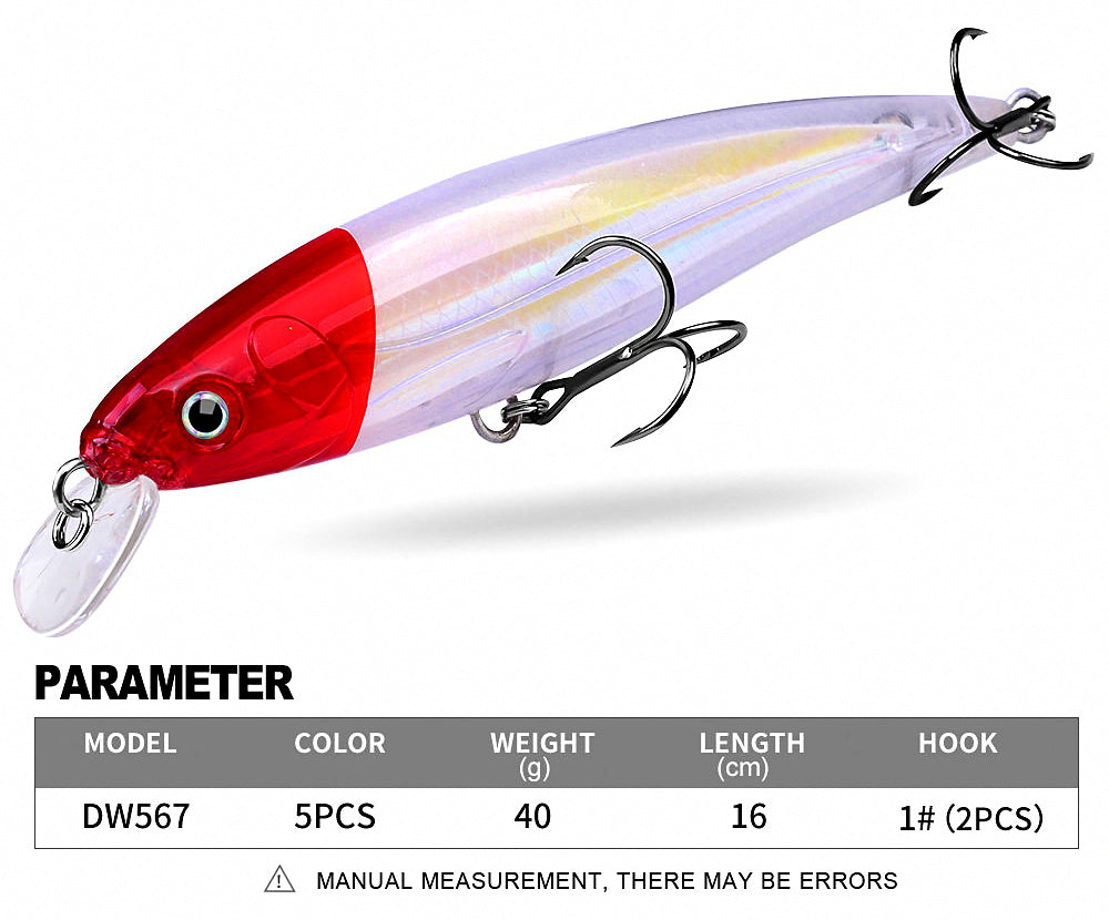 Floating Minnow Lure, 16 cm (6.3 in) 40 g (1.4 oz) – product photo