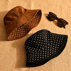 Polka Dot Bucket Hat, Wide Brim, Adjustable, One Size – product photo