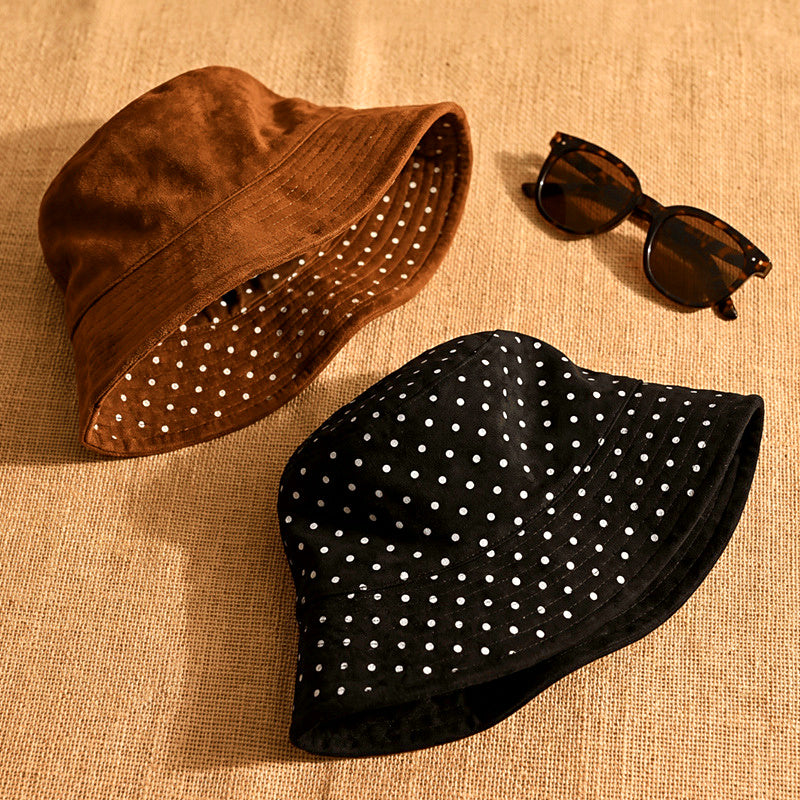 Polka Dot Bucket Hat, Wide Brim, Adjustable, One Size – product photo