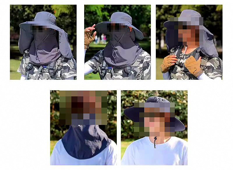 Wide Brim Fishing Sun Hat with Neck Cape and Face Mask – product photo