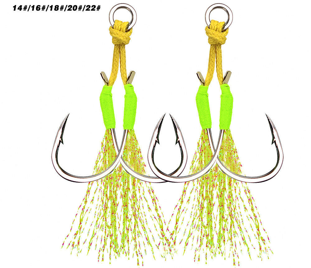 UV Green Jig Assist Hooks, Single or Double, 10-Pack – product photo